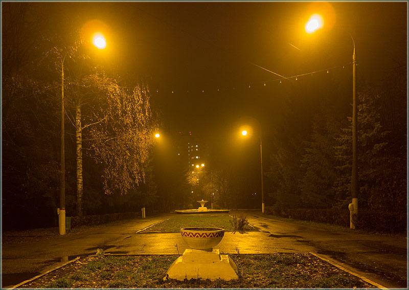 Туман. Вечернее фото Автозаводского парка. Нижний Новгород